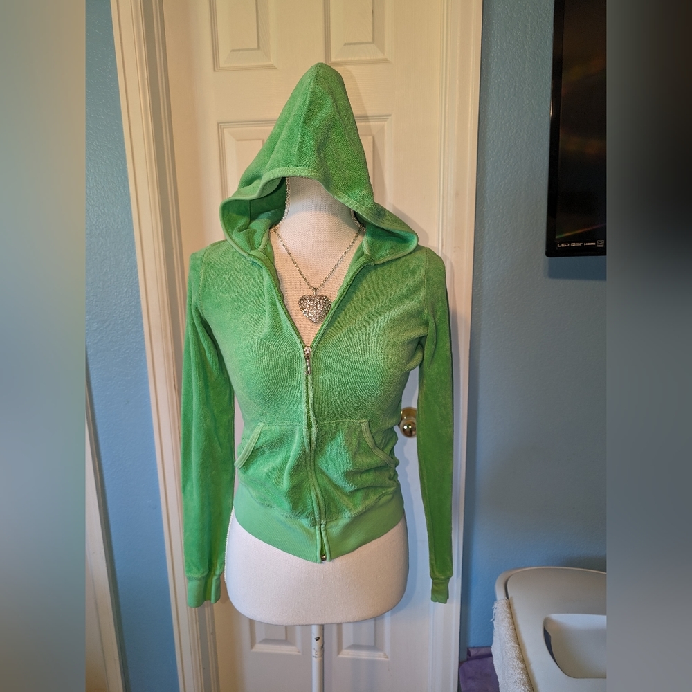 🐬🌈 Y2K SEAFOAM GREEN JUICY COUTURE TERRY CLOTH HOODIE 💚